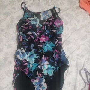 Time and Tru Floral Mesh Swimsuit